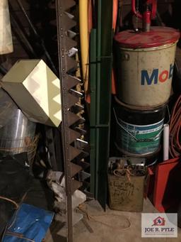 Contents of wall: Mobile can, hoses, cable, tarps, wire, etc.