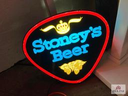 Vintage lighted Stoney's Beer bar sign