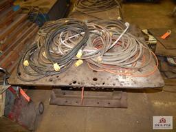 Portable steel table & extension cords
