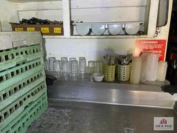 Contents of wall unit: glassware & flatware