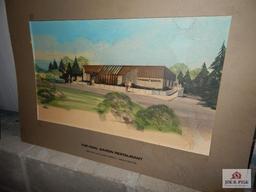 2 Large mirrors & 7 local prints, Coal Baron Restaurant & coal tipples