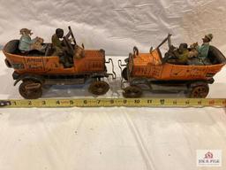Marx 2 Amos and Andy tin wind up Open Air Taxis 8" x 5" x 3"