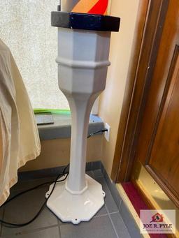 Antique porcelain Barber pole 82", lights up, key wind works, spins, no key