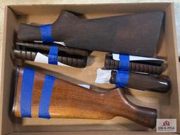 [707] Rem Model 10 stock and forearm, two Rem Model 17 forearms, Rem shotgun stock