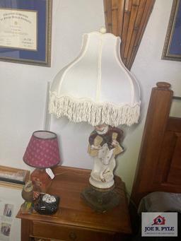 Vintage porcelain lamp 34" chip on foot