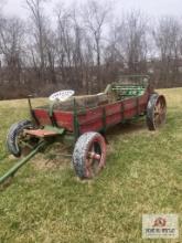 Vintage wood farm wagon spreader 10 foot x 3 1/2 feet with 2 foot tongue