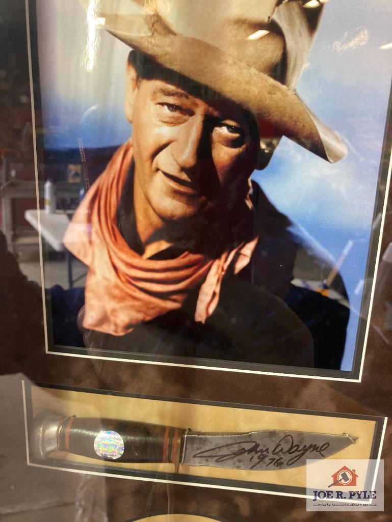 John Wayne Knife & Hat Signed & Other Artifacts Photo Frame