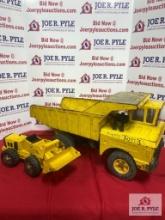 Mighty Tonka dump truck and a vintage Tonka trencher