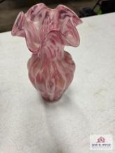 Fenton pink mist melon ribbed vase