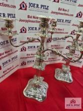 2 Copper and silverplated candleholders