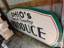 Large Wooden sign reads "Ohio's Amish Country Produce"