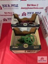 John Deere Model E replica and a John Deere Waterloo Boy 2 HP engine replicas