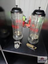 Vintage Coca-Cola glasses with clamp and bottle opener
