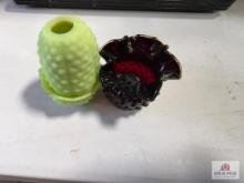Fenton fairy lamp and bowl