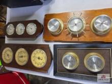 4 Vintage barometers