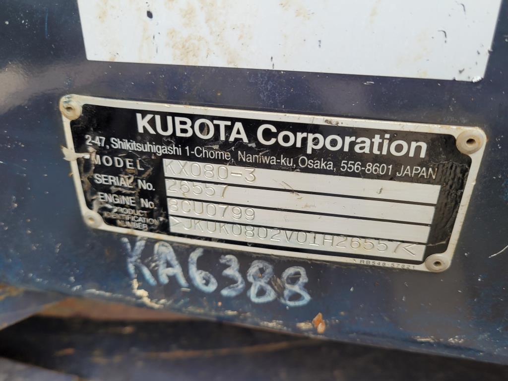 2012 Kubota KX080-3 Excavator
