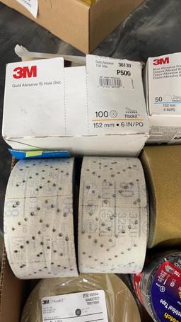 BOX OF MISC ELECTRICAL TAPE AND SAND PAPER