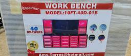 NEW STEELMAN 10' STORAGE CABINET/WORK BENCH - RED