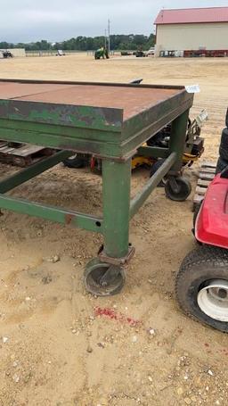 5' X 10' METAL WELDING TABLE ON WHEELS