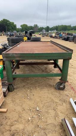 5' X 10' METAL WELDING TABLE ON WHEELS