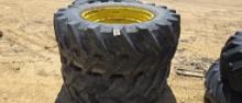 (2) 580/70R38 TIRES ON JOHN DEERE RIMS