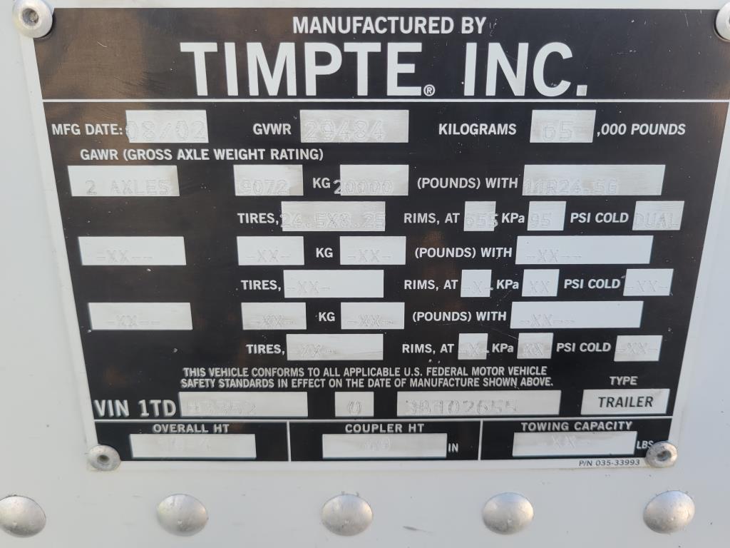 2003 Timpte Semi Trailer VUT Hoffman Closeout 217-202-4743