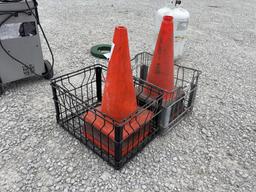 Steel Milk Crate with 4 Traffic Cones