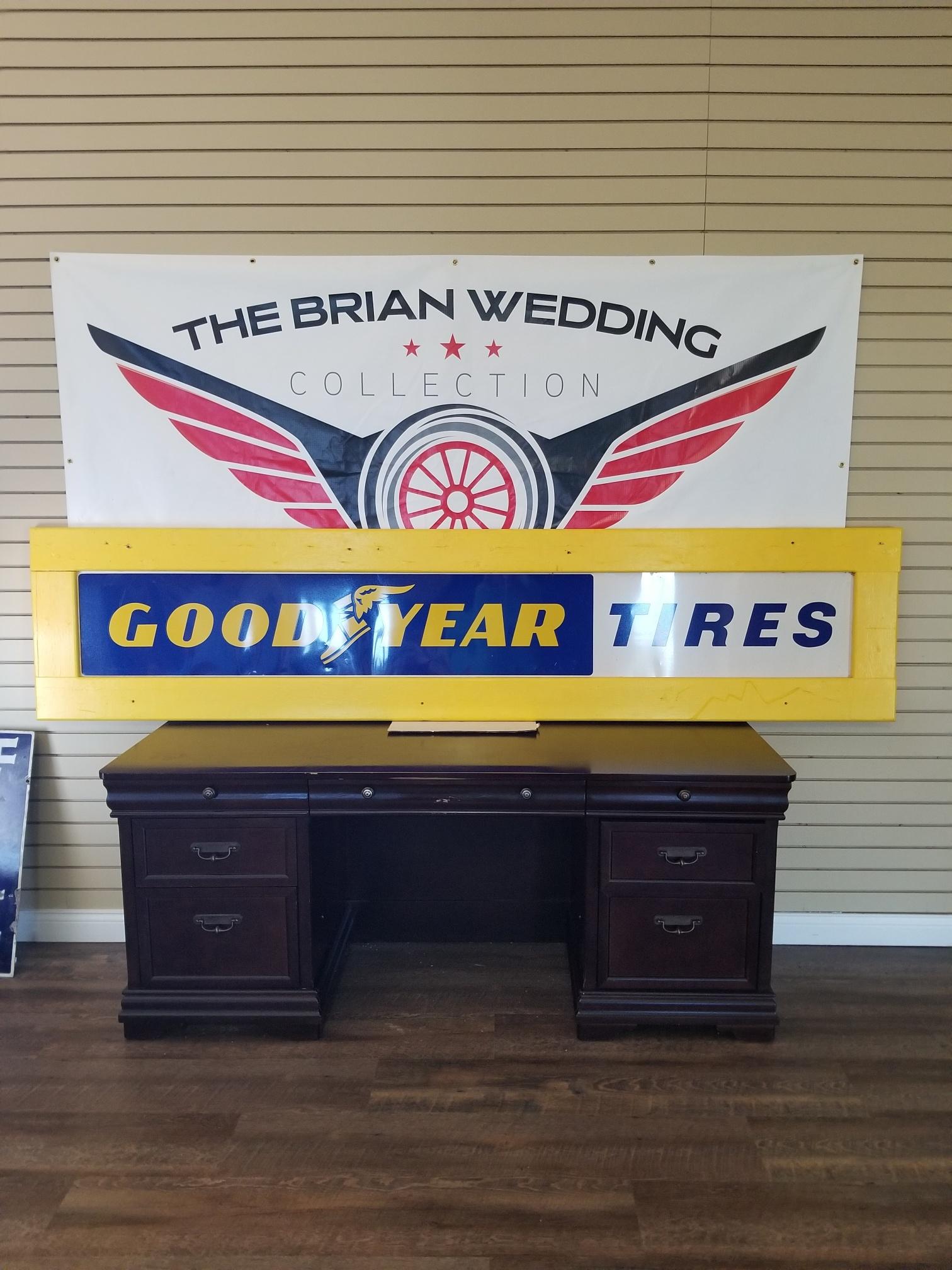 "GOOD YEAR TIRES" Single sided w/wood frame 105"x24"