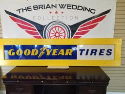 "GOOD YEAR TIRES" Single sided w/wood frame 105"x24"