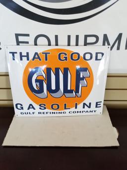 "GULF THAT GOOD GASOLINE" Single sided sign 16.25"x13"