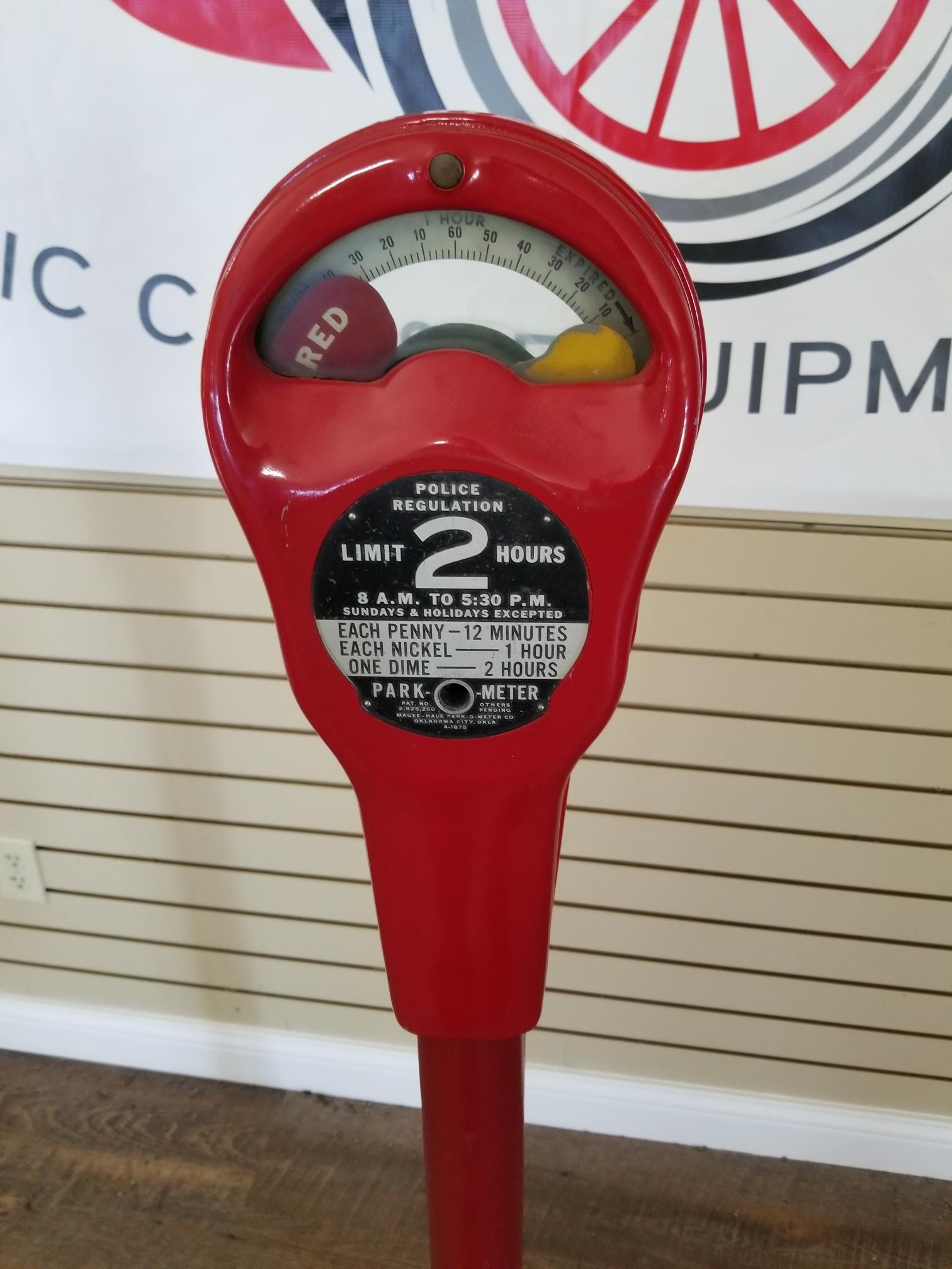 "SKY CHIEF" Parking meter with cast iron base. Manufactured by Magee-hale park-o-meter company in Ok