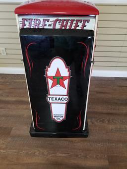 "TEXACO FIRE-CHIEF" Oil can island display/storage cabinet.
