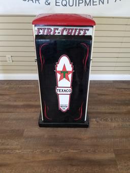 "TEXACO FIRE-CHIEF" Oil can island display/storage cabinet.