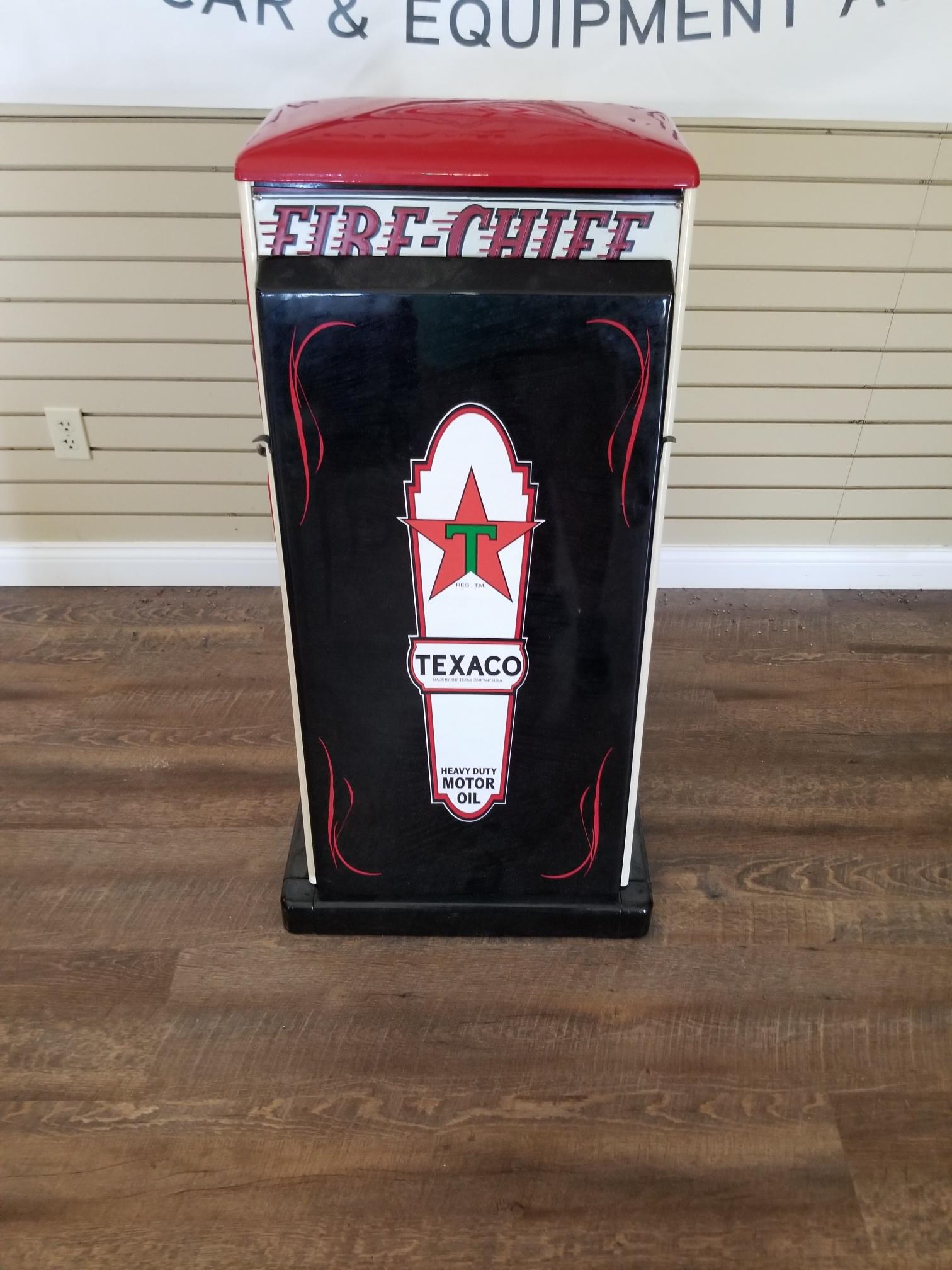 "TEXACO FIRE-CHIEF" Oil can island display/storage cabinet.