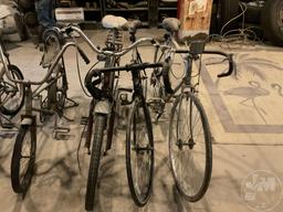 LOT OF 6 BICYCLES DIFFERENT SIZES SOME ANTIQUE