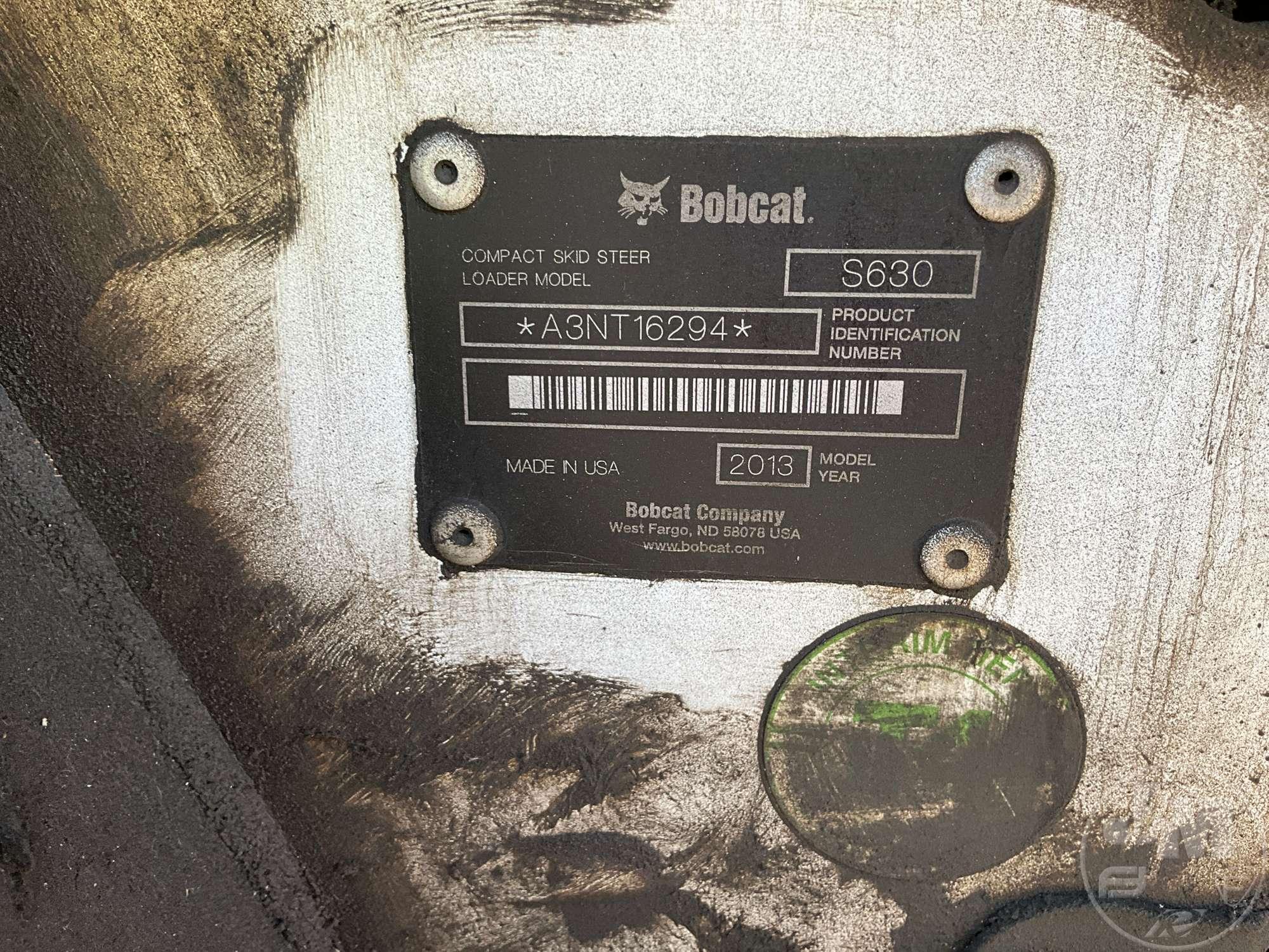 BOBCAT S630 SKID STEER SN: A3NT16294