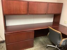 WRAP AROUND OFFICE DESK WITH MAT AND CHAIR, FILE