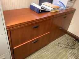 WRAP AROUND OFFICE DESK WITH MAT AND CHAIR, FILE