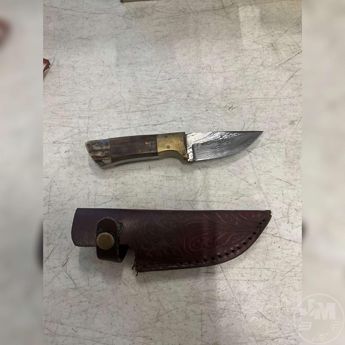 HAND MADE DAMASCUS KNIFE WITH CUSTOM SHEATH