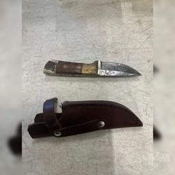 HAND MADE DAMASCUS KNIFE WITH CUSTOM SHEATH