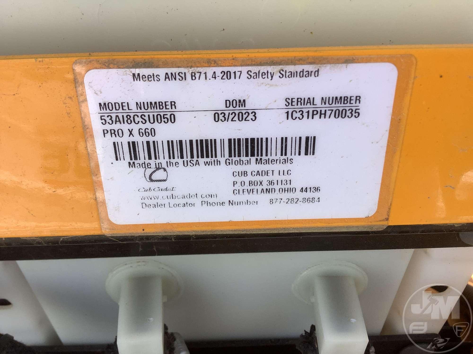 2023 CUB CADET PRO X 600 STAND ON SN: 1C31PH70035