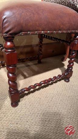 NEW Indonesia Hand Carved Mahogany Padded Chairs