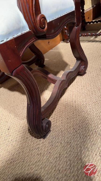 NEW Indonesia Hand Carved Mahogany Padded Chairs