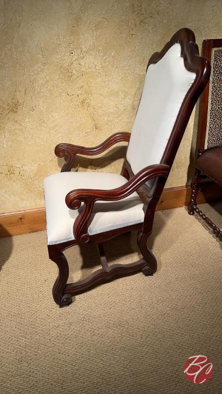 NEW Indonesia Hand Carved Mahogany Padded Chairs