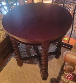 Indonesia Mahogany Hand Carved Wood End Table