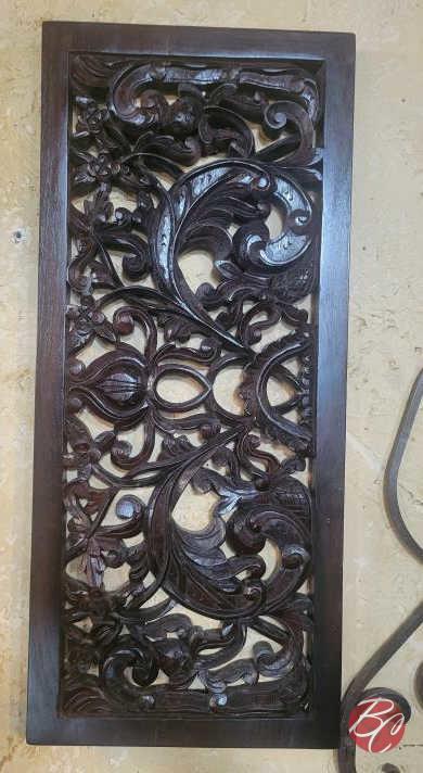 Indonesia Mahogany Hand Carved Wall Mounted Art