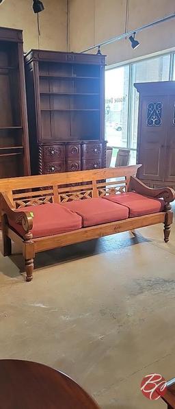 NEW Indonesia Hand Carved Teak Bench 87"