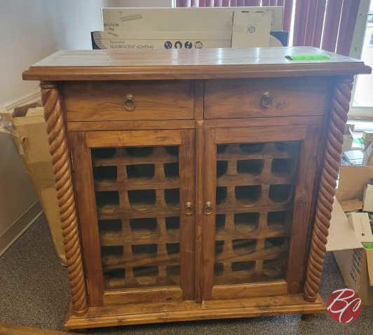 Indonesia Mahogany Hand Carved Wine Cabinet