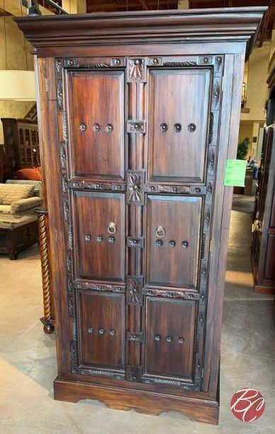 NEW Indonesia Hand Carved Mahogany 2-Door Storage