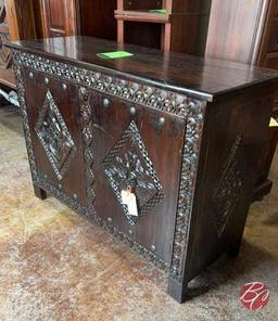 NEW Indonesia Hand Carved Mahogany 2-Door Cabinet